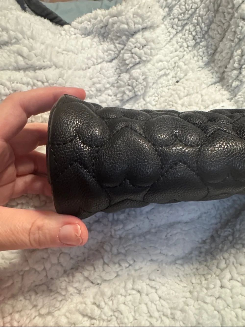 Betsey Johnson Black Quilted Heart Cosmetic Pouch with Wrist Strap‎